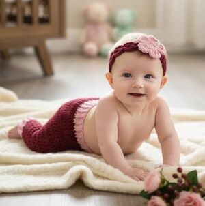 Newborn Crochet Pants And Headband, Baby Outfit, Photo Prop, Baby Pants,